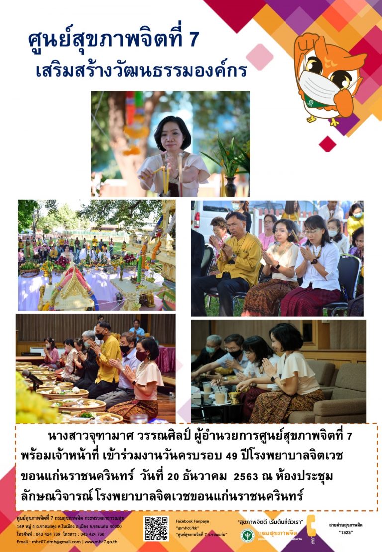 เสริมสร้างวัฒนธรรมองค์กร ศูนย์สุขภาพจิตที่ 7