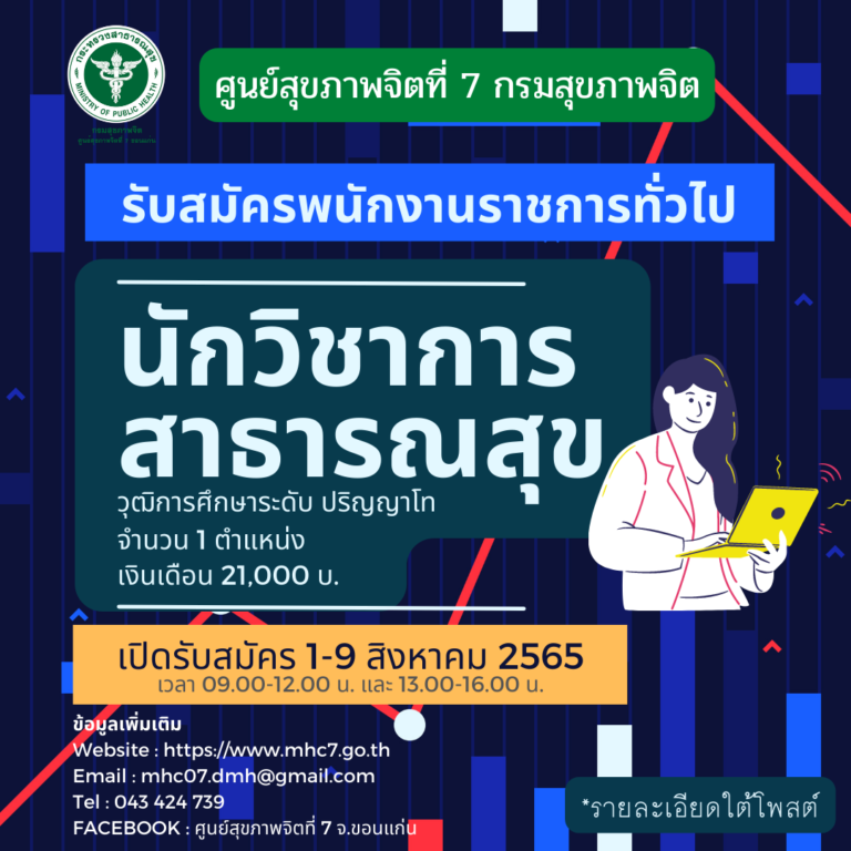 รับสมัครบุคคลเพื่อเลือกสรรเป็นพนักงานราชการทั่วไป ตําแหน่ง นักวิชาการสาธารณสุข จำนวน 1 ตำแหน่ง