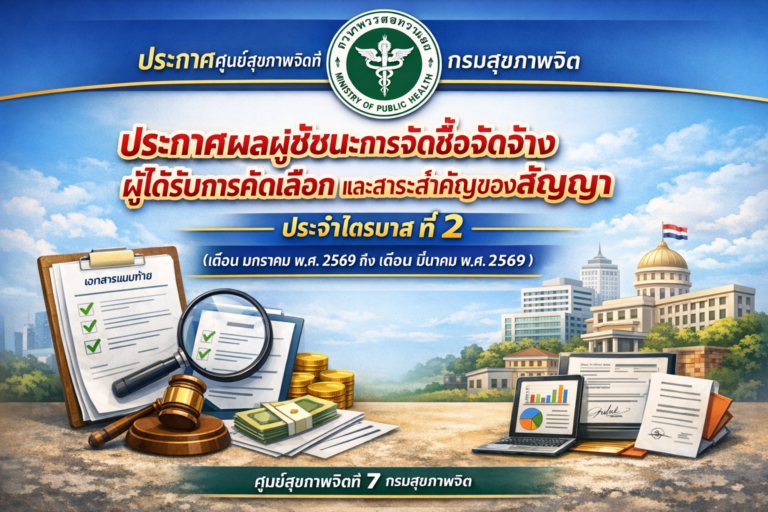 ประกาศผลผู้ชนะการจัดซื้อจัดจ้าง ผู้ได้รับการคัดเลือก และสาระสำคัญของสัญญา ประจำไตรมาสที่ 2 ปีงบประมาณ พ.ศ. 2569