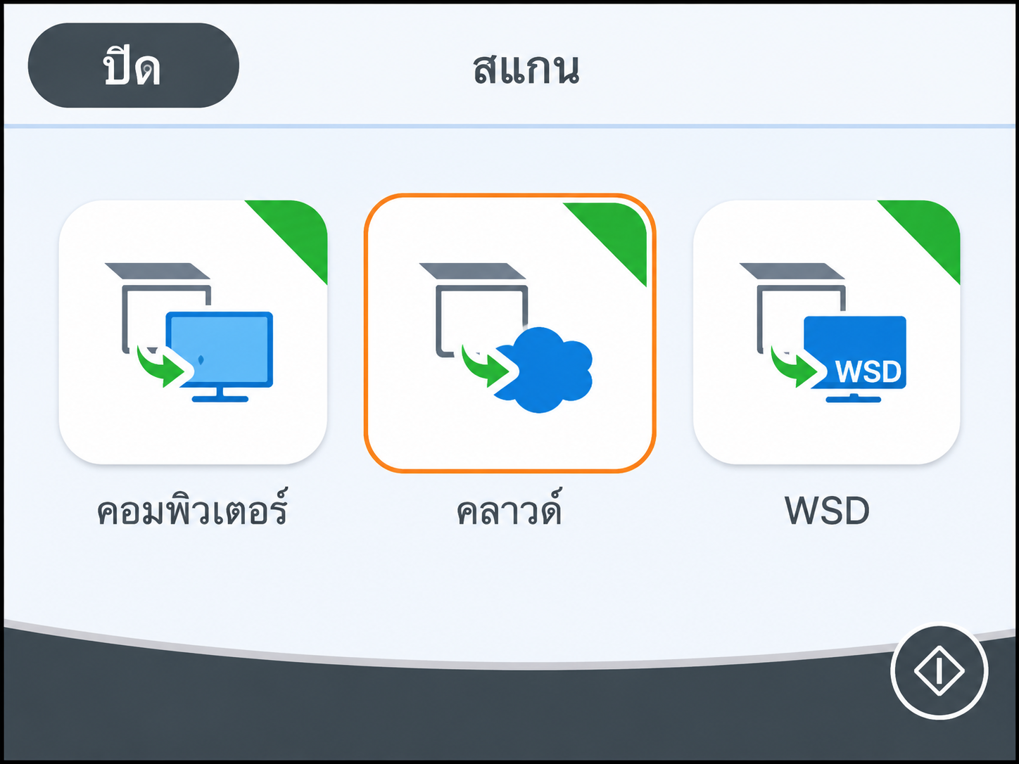 หน้าจอเลือกคลาวด์