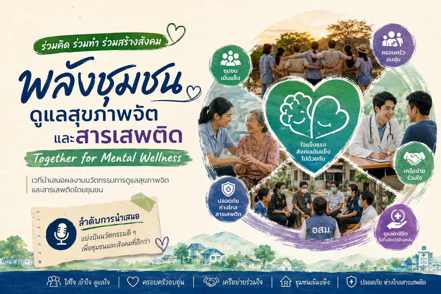 พลังชุมชนดูแลสุขภาพจิตและสารเสพติด Together for Mental Wellness — เวทีนำเสนอผลงานนวัตกรรมการดูแลสุขภาพจิตและสารเสพติดโดยชุมชน