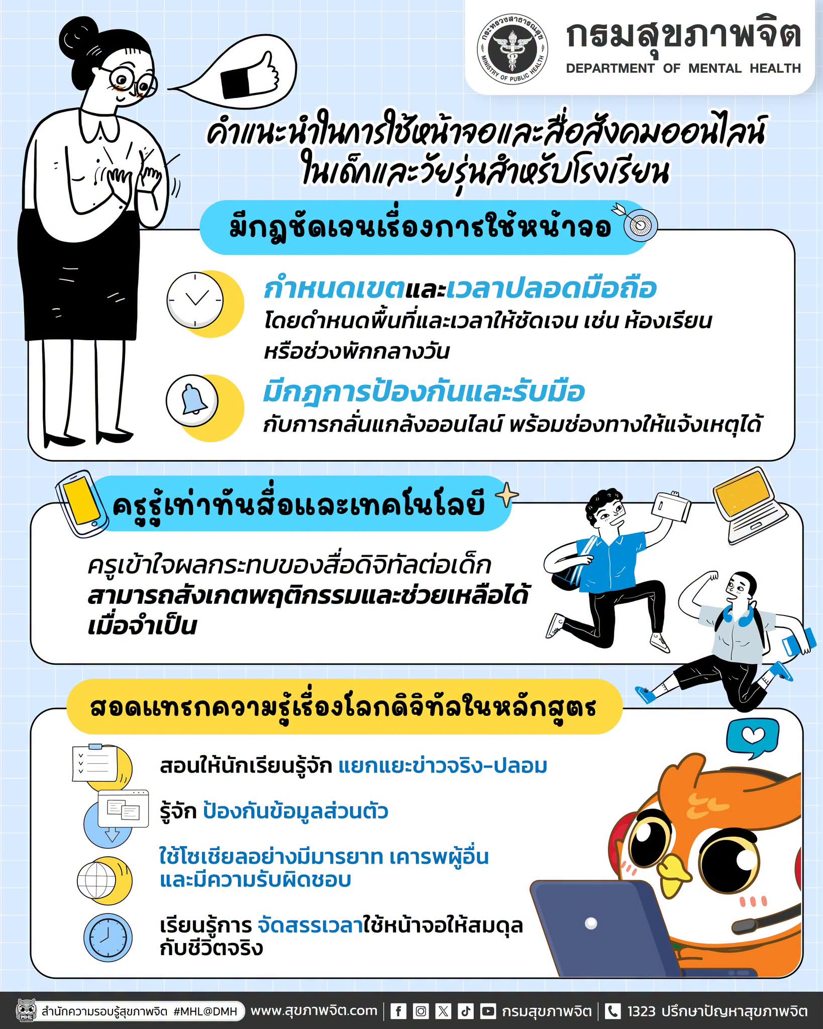 คำแนะนำในการใช้หน้าจอและสื่อสังคมออนไลน์ในเด็กและวัยรุ่นสำหรับโรงเรียน 📱🏫💙