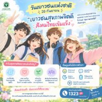 🌈 วันเยาวชนแห่งชาติ 20 กันยายน “เยาวชนสุขภาพจิตดี สังคมไทยเข้มแข็ง”