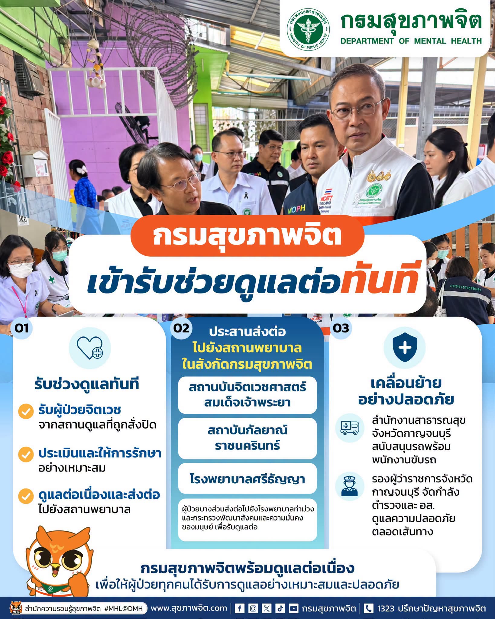 กรมสุขภาพจิตเข้าช่วยเหลือดูแลต่อทันที