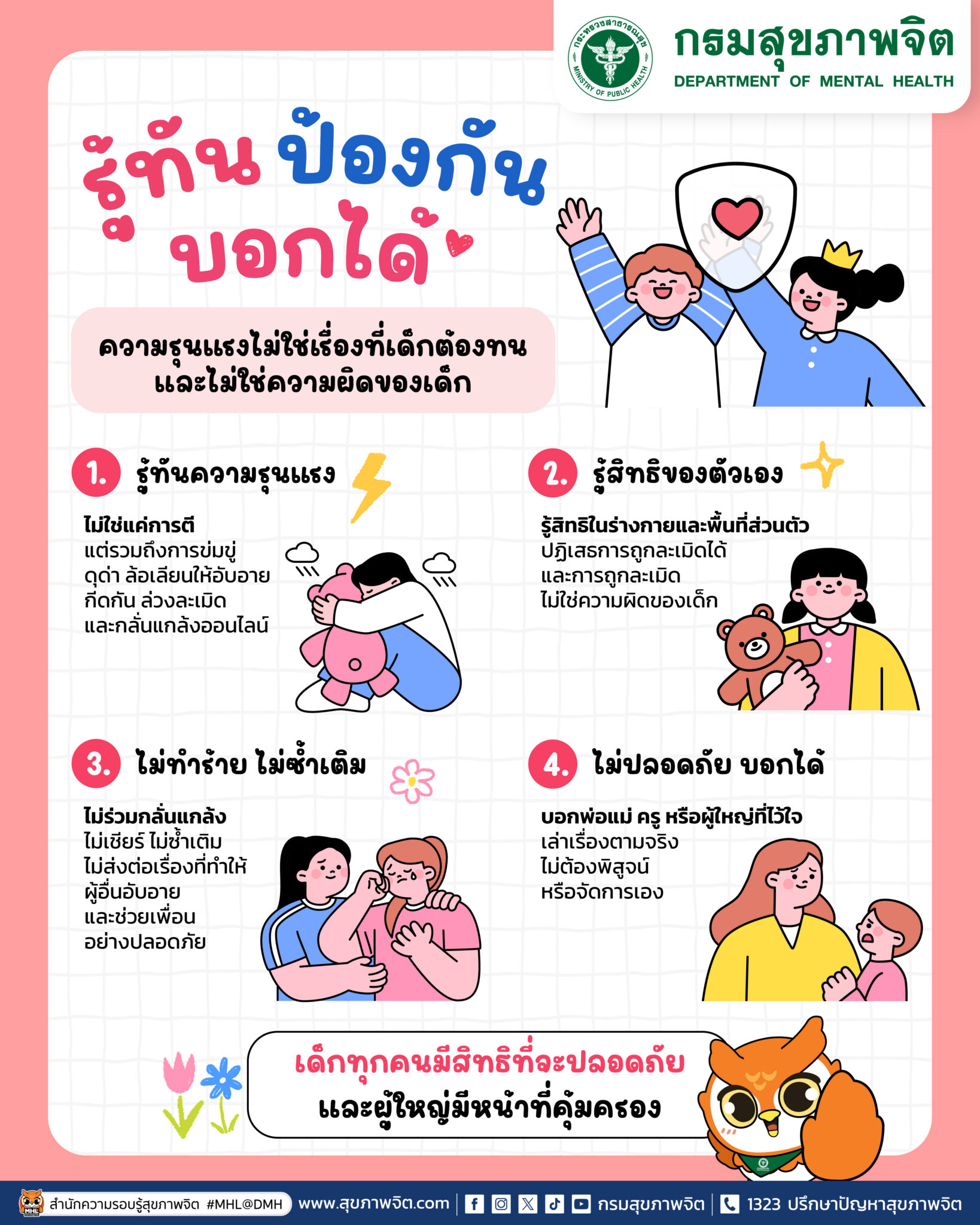รู้ทัน ป้องกัน บอกได้ ความรุนแรงไม่ใช่เรื่องที่เด็กต้องทน และไม่ใช่ความผิดของเด็ก
